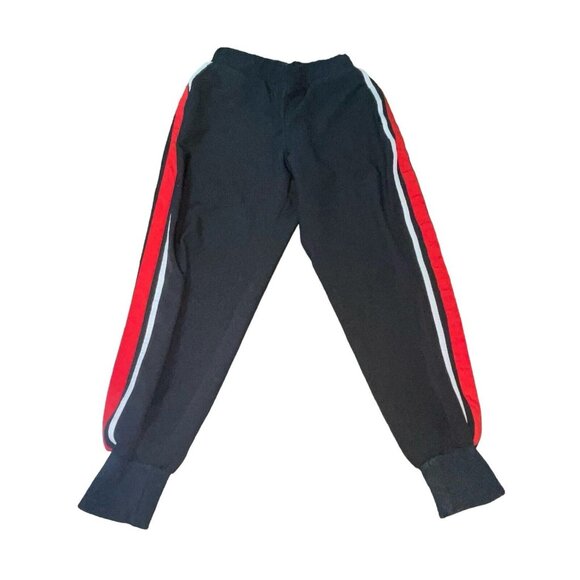 ZARA BASIC Women's Size Small Black Jogger Pants with Red White Side Stripes - Picture 1 of 8